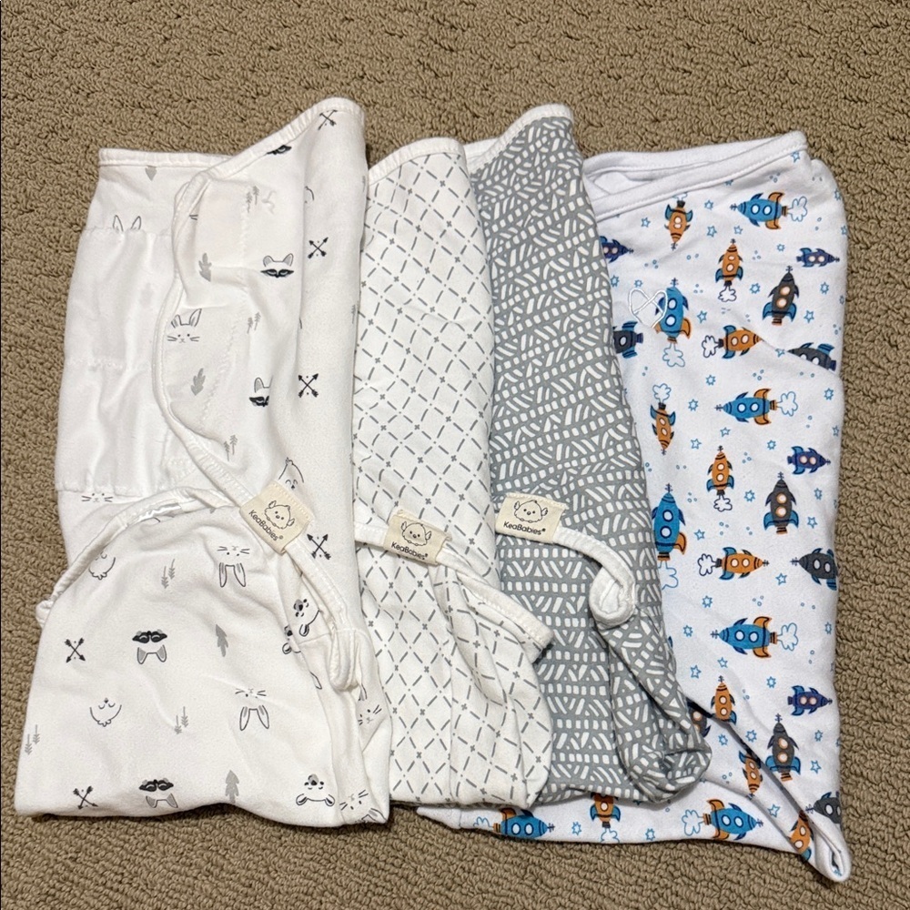 Set of 4 KeaBabies Baby Swaddle Blankets with Fun Patterns. 0-3 Months.